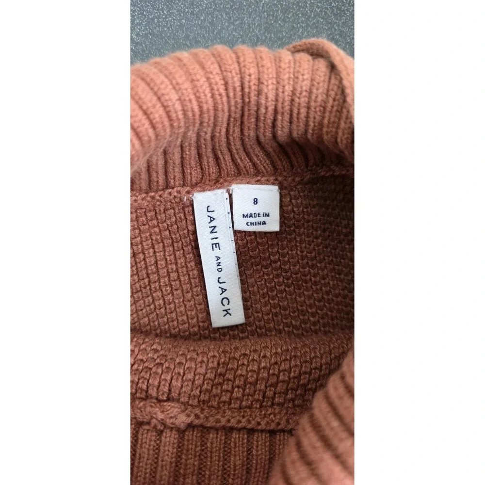 Janie And Jack Girls 8 Orange Chunky Knit Sweater Top Long Sleeve Boho Fall